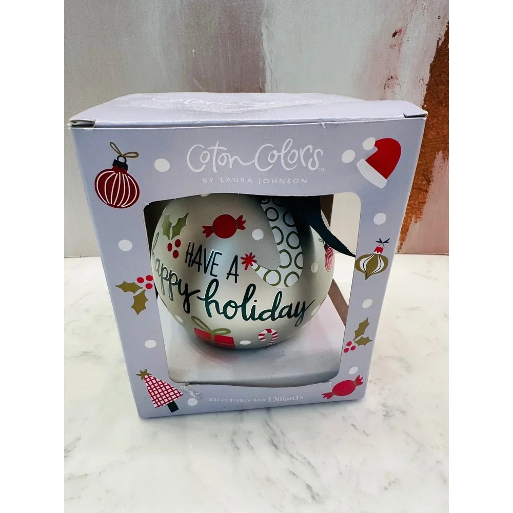 Coton Colors Have A‎ Happy Holiday Glass Ornament Christmas Gift Collectible